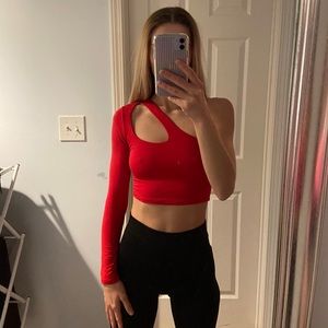 Super sexy red slit crop top